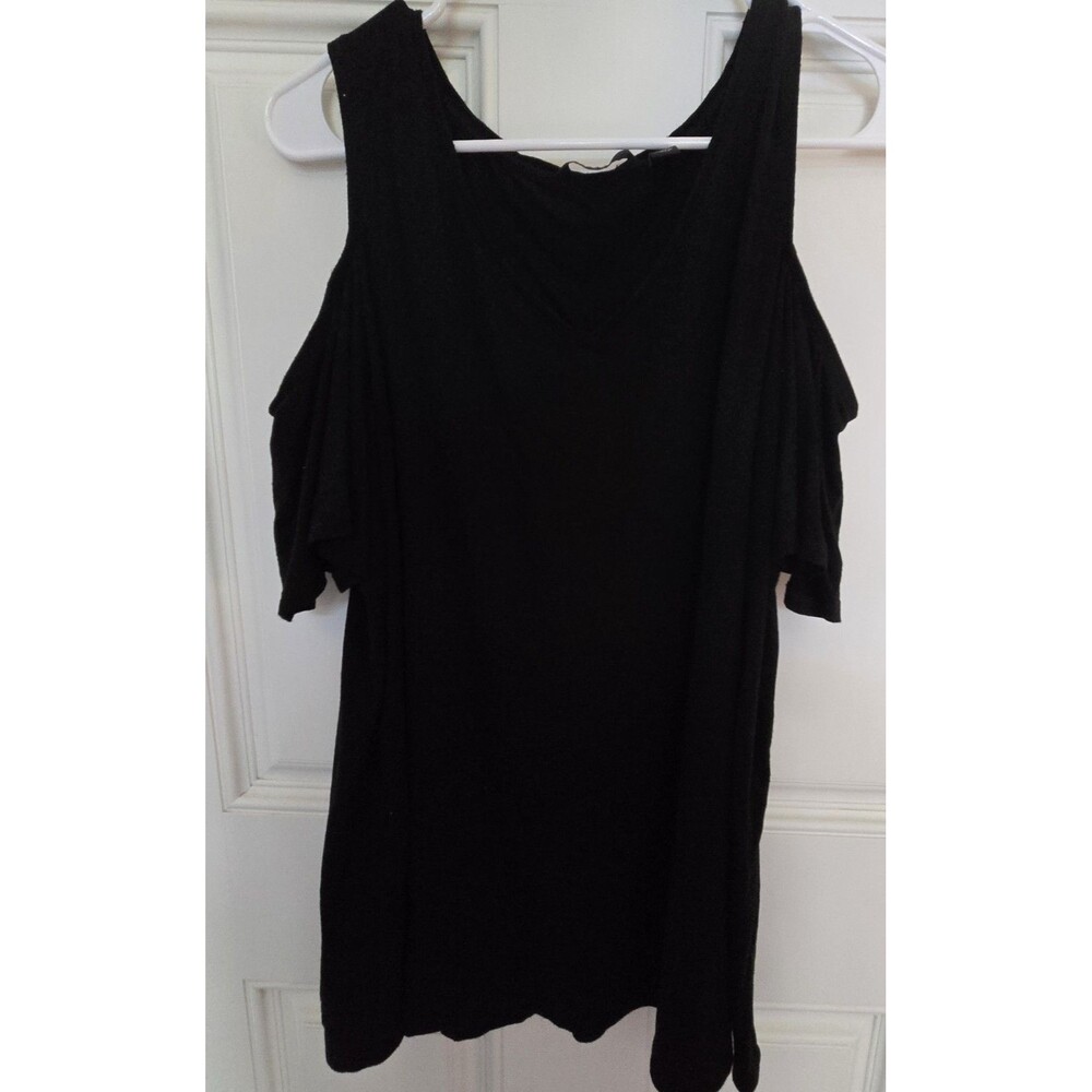 H By Halston Cold Shoulder Tunic Shirt Women’s Black V-Neck  Size 1x